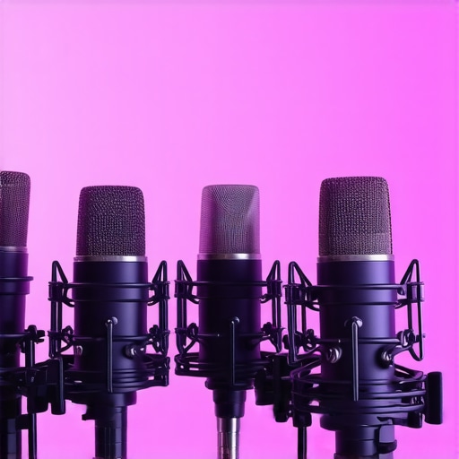 Modern studio with innovative microphones and noise-canceling features for content creators