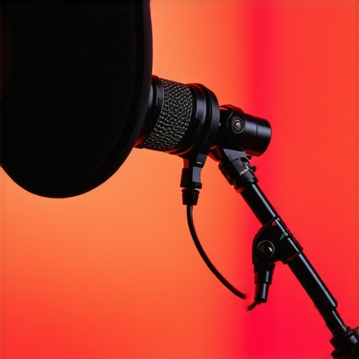 Creator using advanced shotgun microphone for voice recording in studio