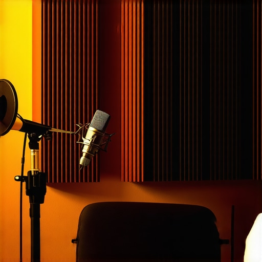 Home studio with microphone and acoustic panels showing proper setup