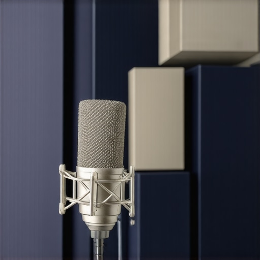 Close-up of a microphone demonstrating ideal placement with acoustic treatment in a home studio.