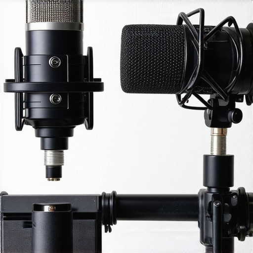 A modern home studio with various microphones and audio equipment for voice recording