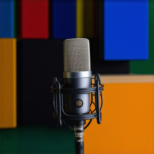 Professional microphone with cleaning tools and acoustic treatment