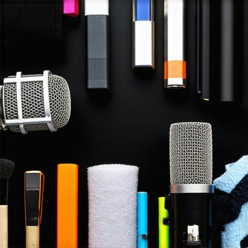 Technician cleaning a microphone with a microfiber cloth to ensure optimal performance.