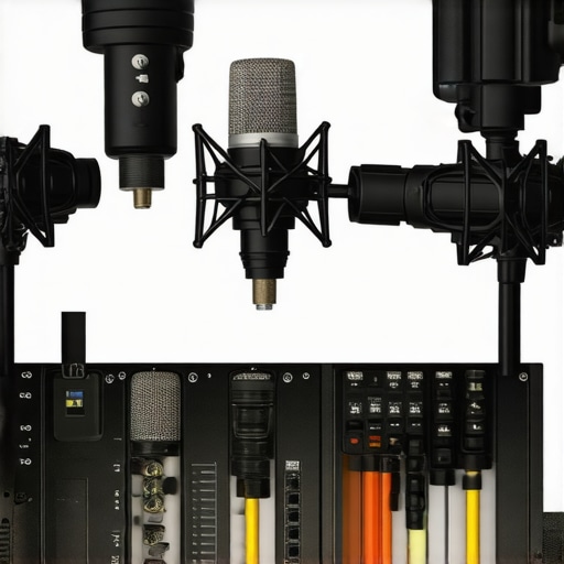 Studio microphone setup showing placement and environment for optimal voice recording